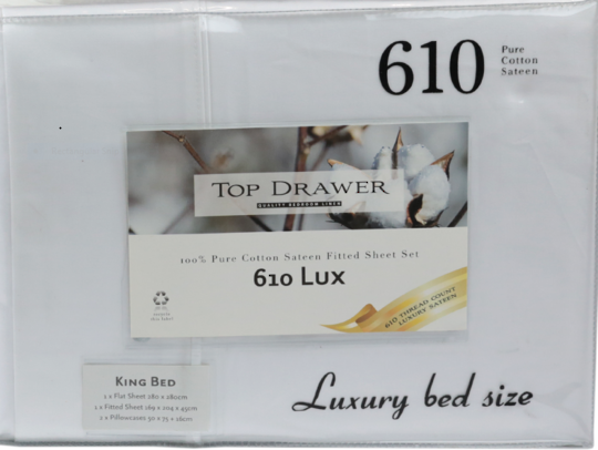 Top Drawer - 610 Thread Count 100 percent Cotton Luxury Sateen Sheet Sets - Silver